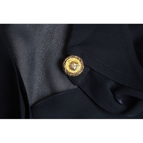 Gianni Versace Black silk blouse with medusa buttons